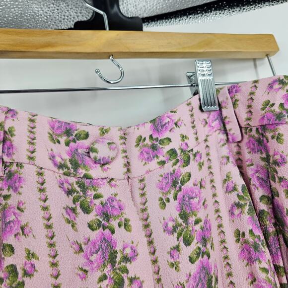 LoveShackFancy Montel Pants Pink Floral High Waist Pleated Wide Leg Size 0 - Picture 5 of 9